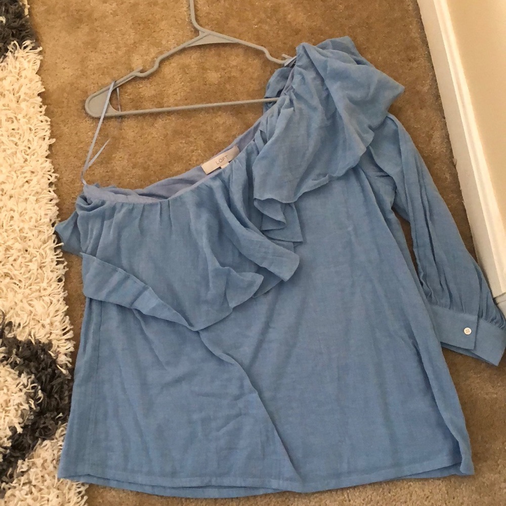Chambray one shoulder top